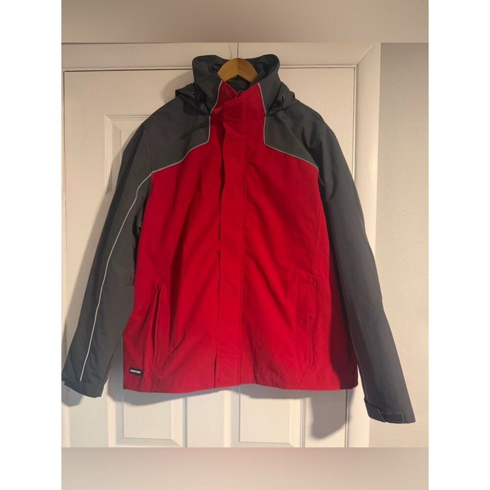 Lands' End Men’s Red and Gray Hooded Coat/Jacket